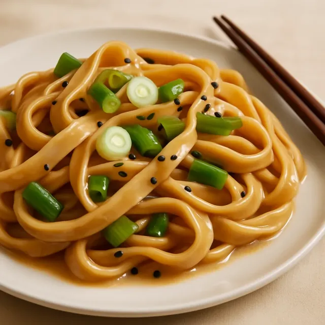 Noodles al Sesamo Freddi con Salsa Piccante di Arachidi