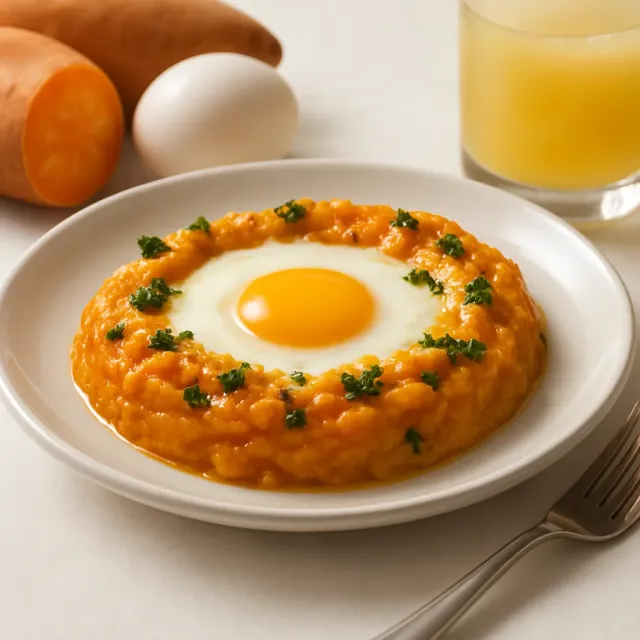 Eggs over Kale and Sweet Potato Grits