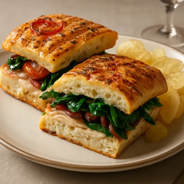 Panini au poulet et au bacon avec mayonnaise chipotle