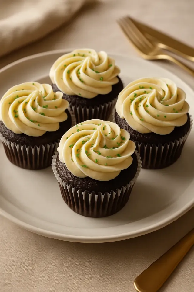 Cupcakes de Chocolate com Recheio de Uísque e Cobertura de Creme Irlandês