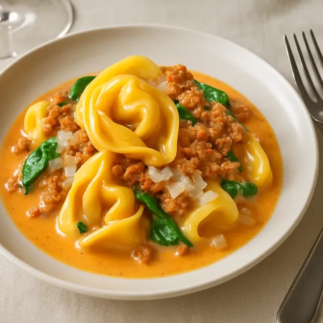 Creamy Tortellini Soup with Spinach and Boursin