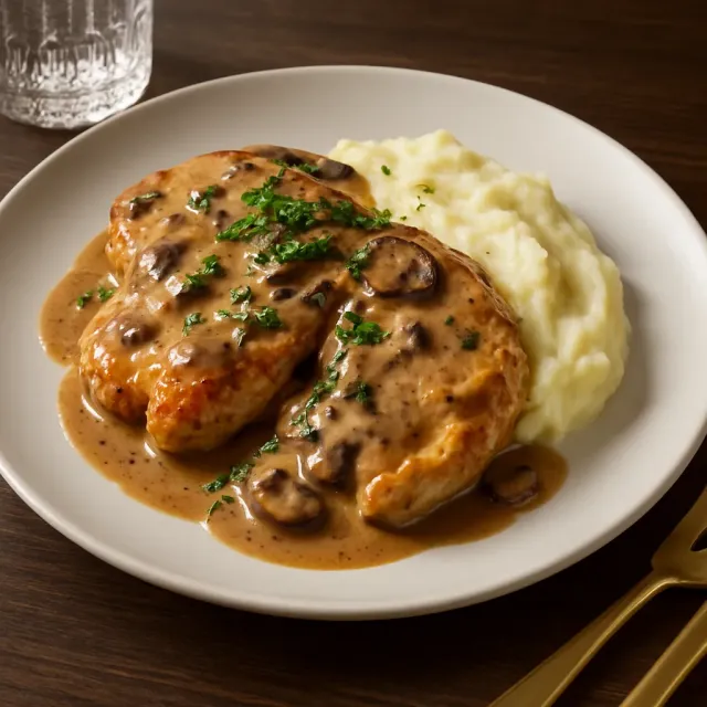 Turkey Chops with Mushroom Gravy