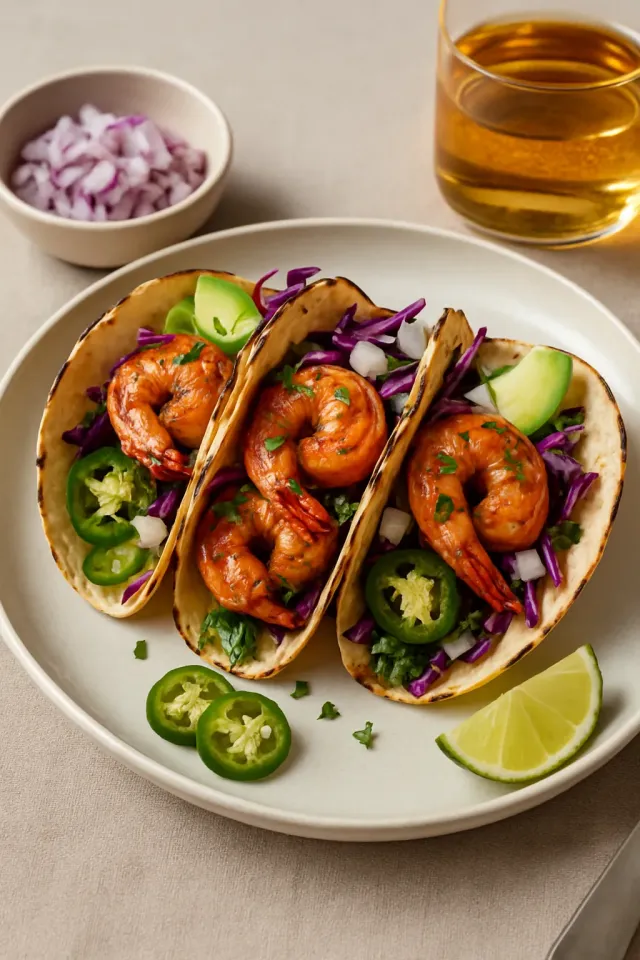 Kişniş-Limon Crema ile Karides Tacos