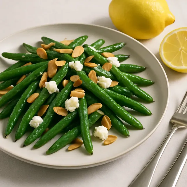 Insalata fredda di fagiolini con vinaigrette al limone