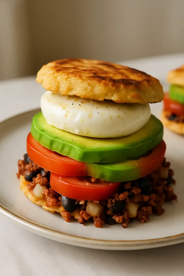 Arepas au hachis de bœuf salé