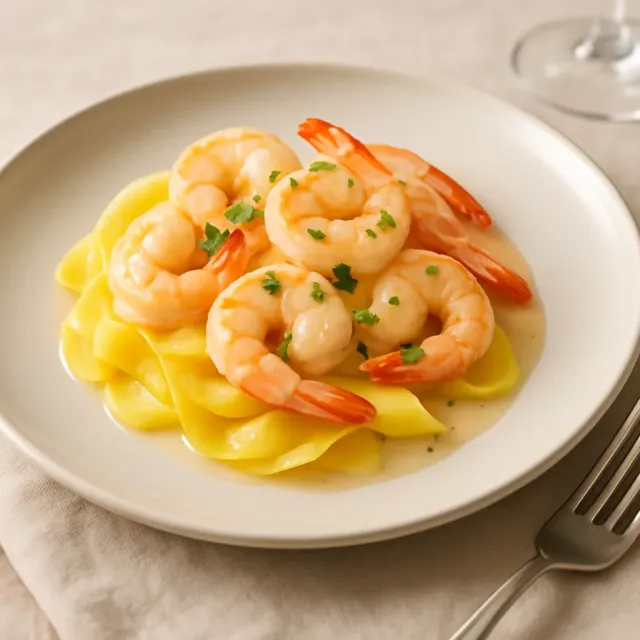 Shrimp and Pasta in Lemon Cream Sauce