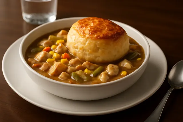 Ayam Pot Pie dengan Biskuit dalam Slow Cooker