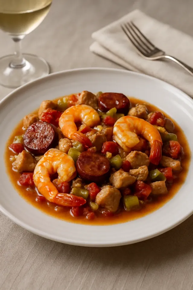 Jambalaya keto de una sola olla con arroz de coliflor