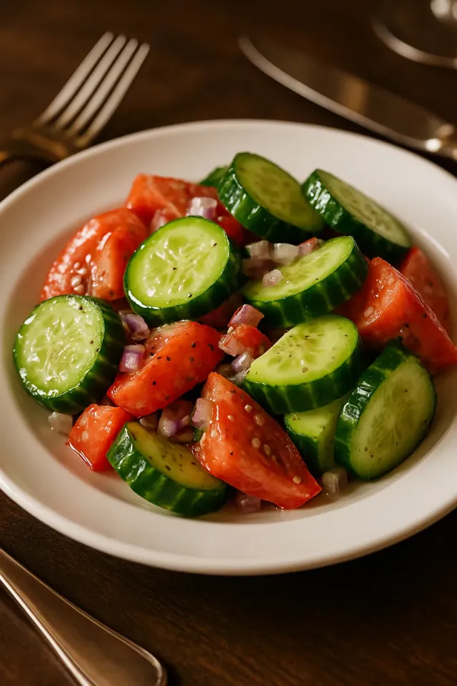 Gurken- und Tomatensalat mit Mayo