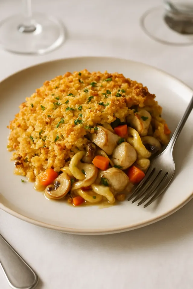 Chicken Pot Pie Pasta Bake