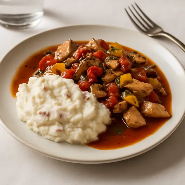 Chicken Cacciatore with Creamy Mashed Potatoes