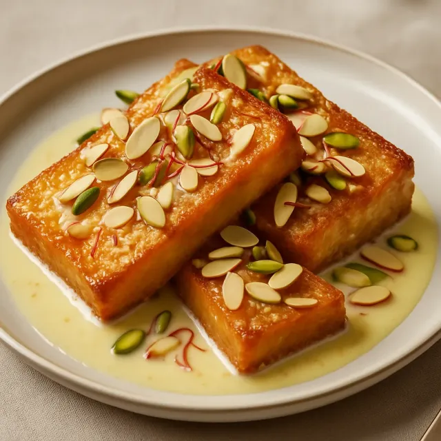 Shahi Tukra (Pudim de Pão Indiano)