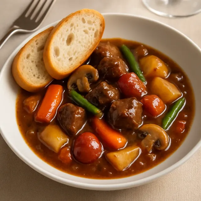 Stew Daging Sapi Marinasi Anggur Merah