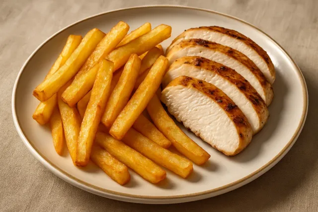 Картофель фри в фритюрнице с peri-peri
