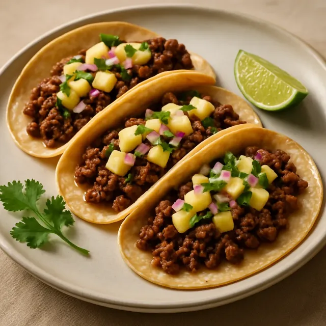 Ananas Salsa ile Domuz Etli Tacos