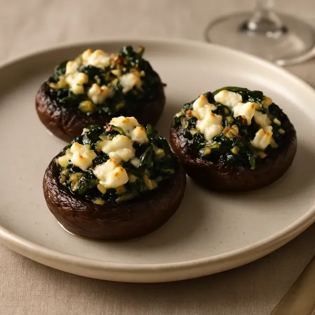 Champiñones Rellenos de Feta Fáciles