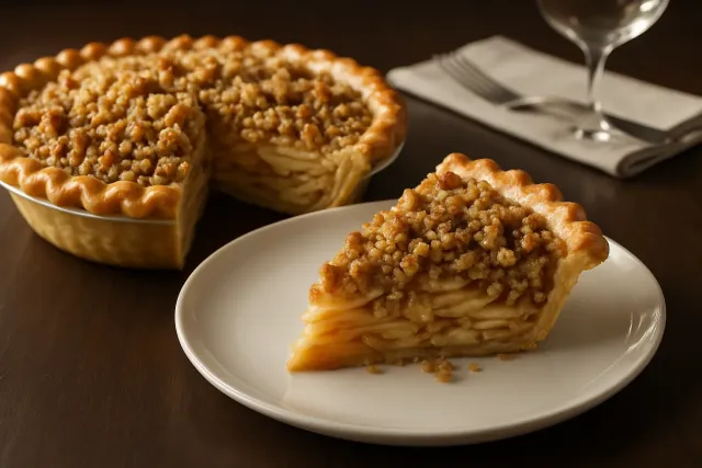 Пирог с карамелью, яблоками и грецкими орехами
