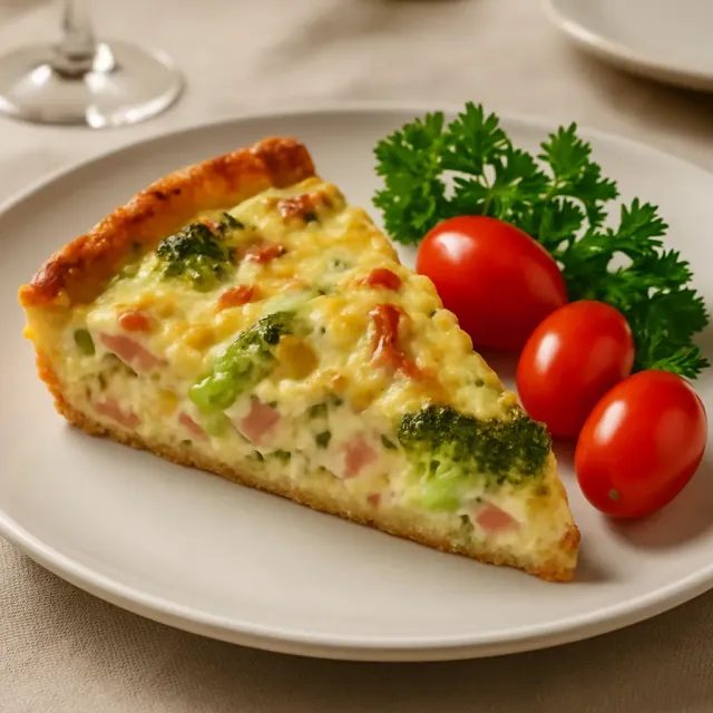 Quiche de Jamón y Brócoli con Masa Hojaldrada