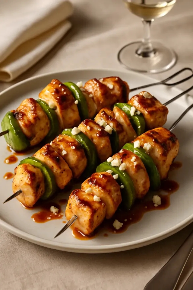 Hot Honey Feta Chicken Skewers