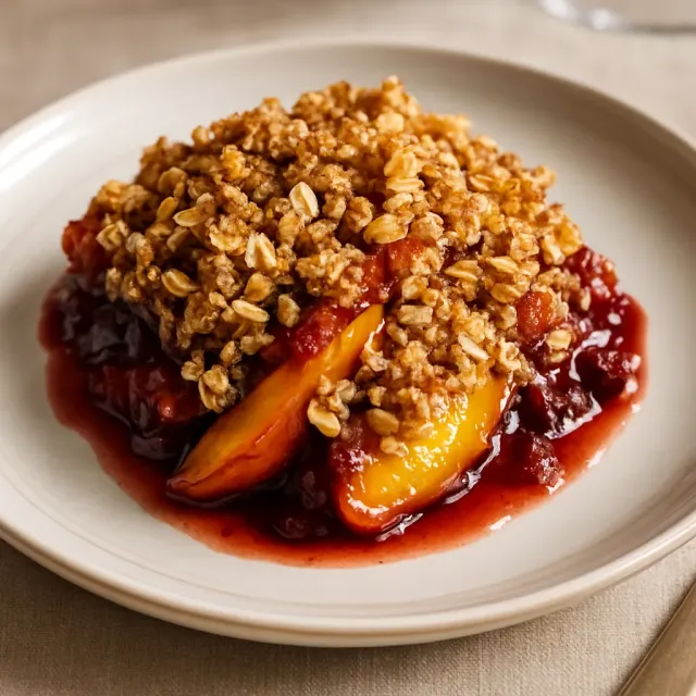 Crumble de Pêssego e Framboesa