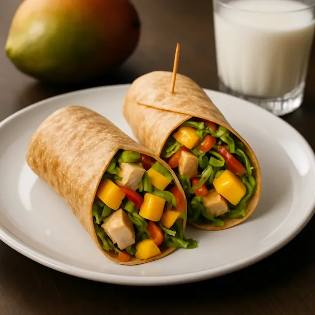 Wraps Asiáticos de Manga e Frango
