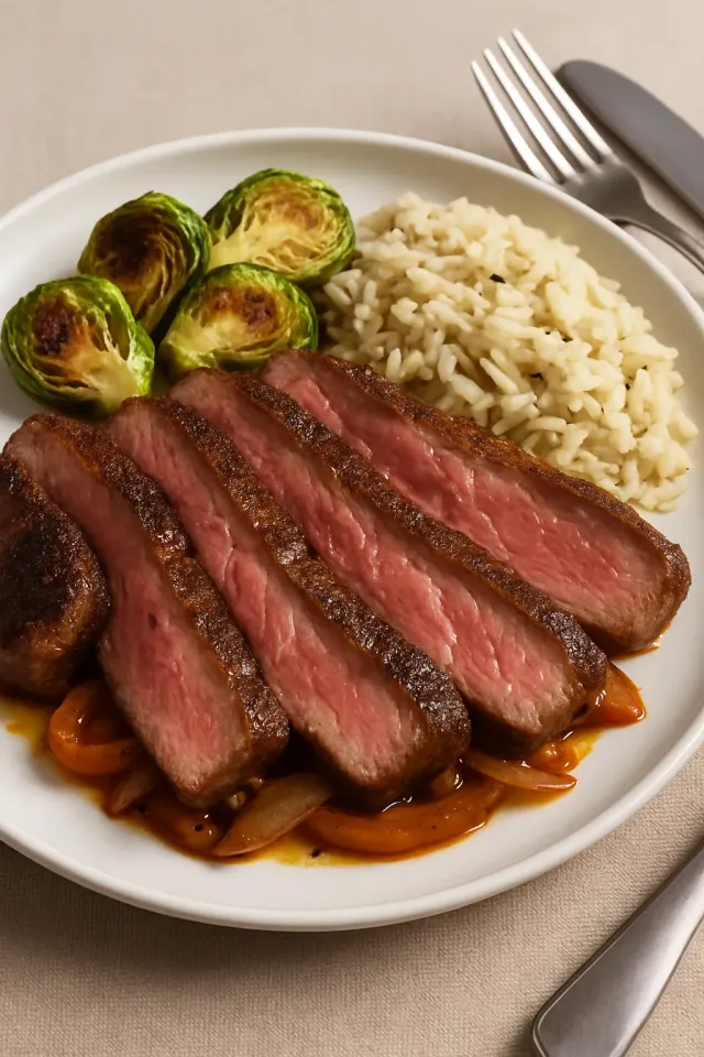 Steak plat fer facile en sauce au vin