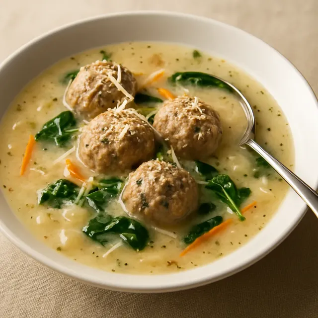 Gnocchi-, Spinat- und Fleischbällchensuppe