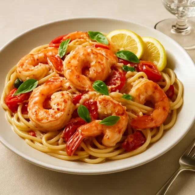 Camarones al estilo Toscana con mantequilla
