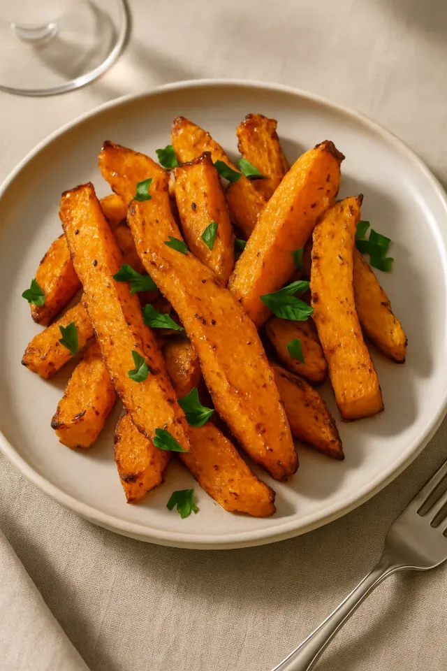 Batatas Fritas de Abóbora Butternut Doce e Picante na Fritadeira a Ar