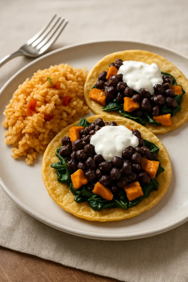 Tostadas de Abóbora e Feijão Preto