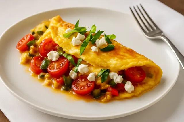 Griechisches Omelett mit Spargel und Feta-Käse