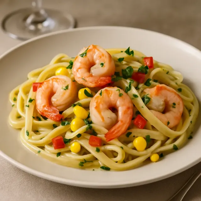 Linguine with Cajun-Spiced Shrimp and Corn