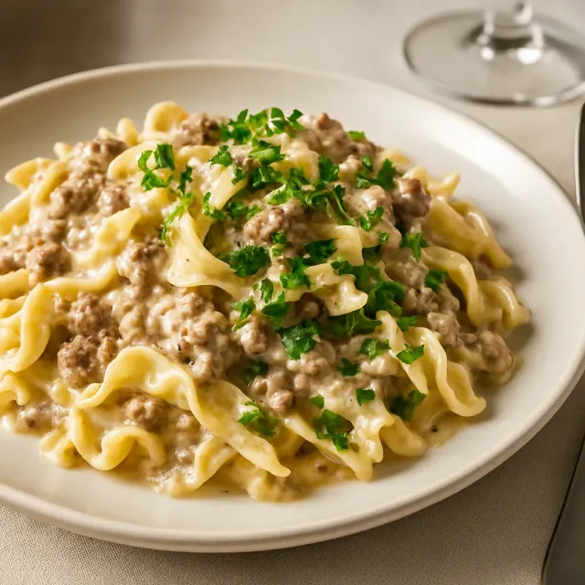 Schnelle und einfache Hamburger Stroganoff