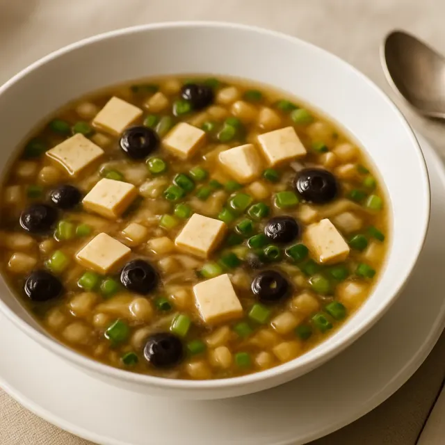 Japanese Soup with Tofu and Mushrooms