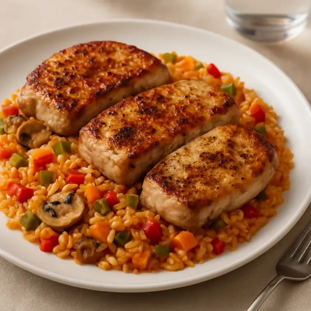 Pork Chops with Garden Rice