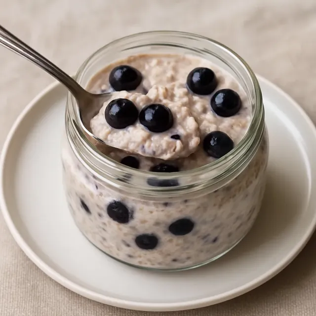 Heidelbeer-Zimt-Overnight-Oats mit griechischem Joghurt