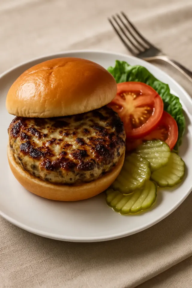 Baked Chicken Burgers with Mushrooms and Spinach