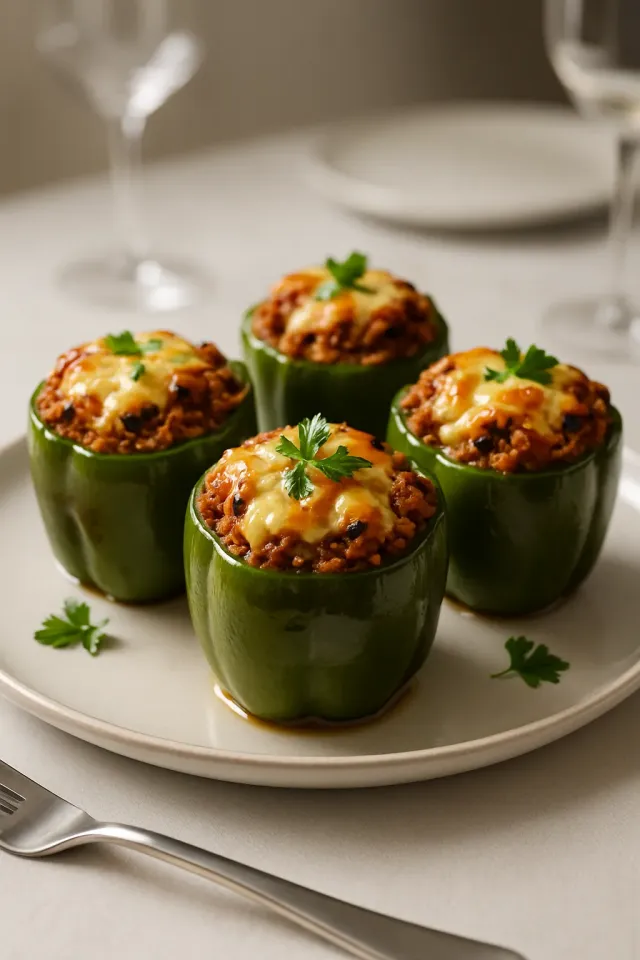 Vegetarian Mexican Inspired Stuffed Peppers