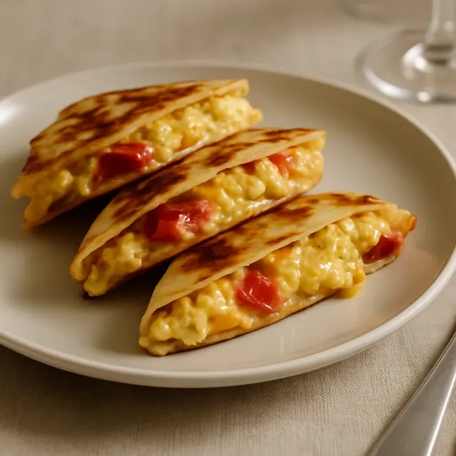 Quesadillas de desayuno simples de huevo y queso