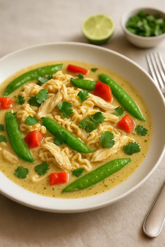 บะหมี่ราเมนไก่ซอสแกงเขียวหวาน