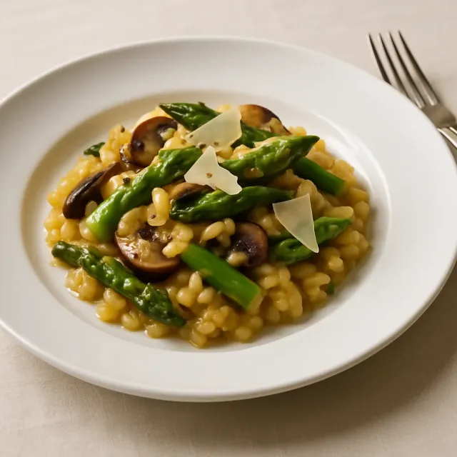 Risotto de Espárragos y Champiñones