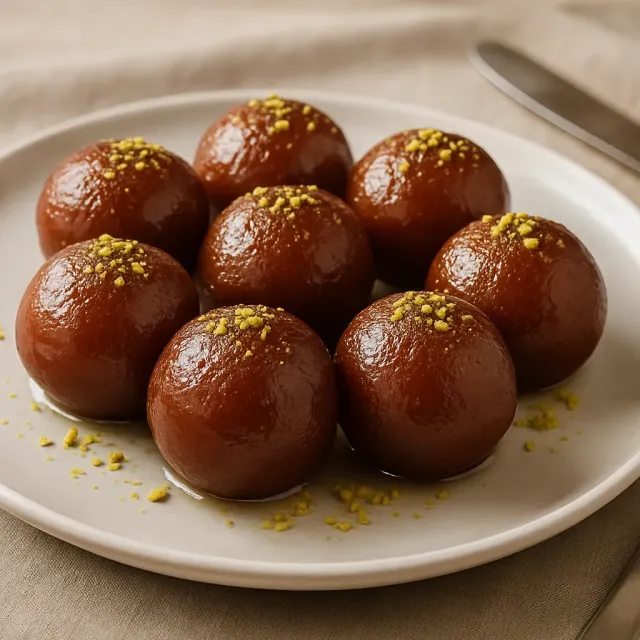 Gulab Jamun (Bolas de Waffle em Xarope de Água de Rosas)