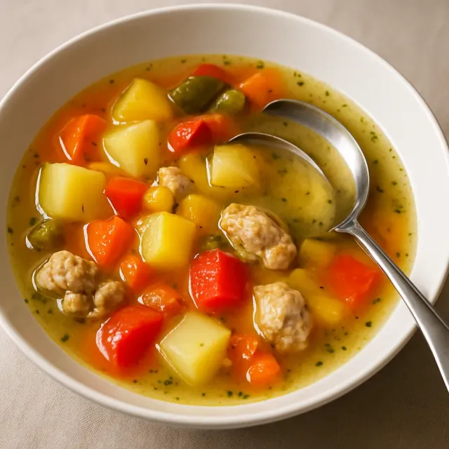 Soupe rapide au poulet et aux légumes