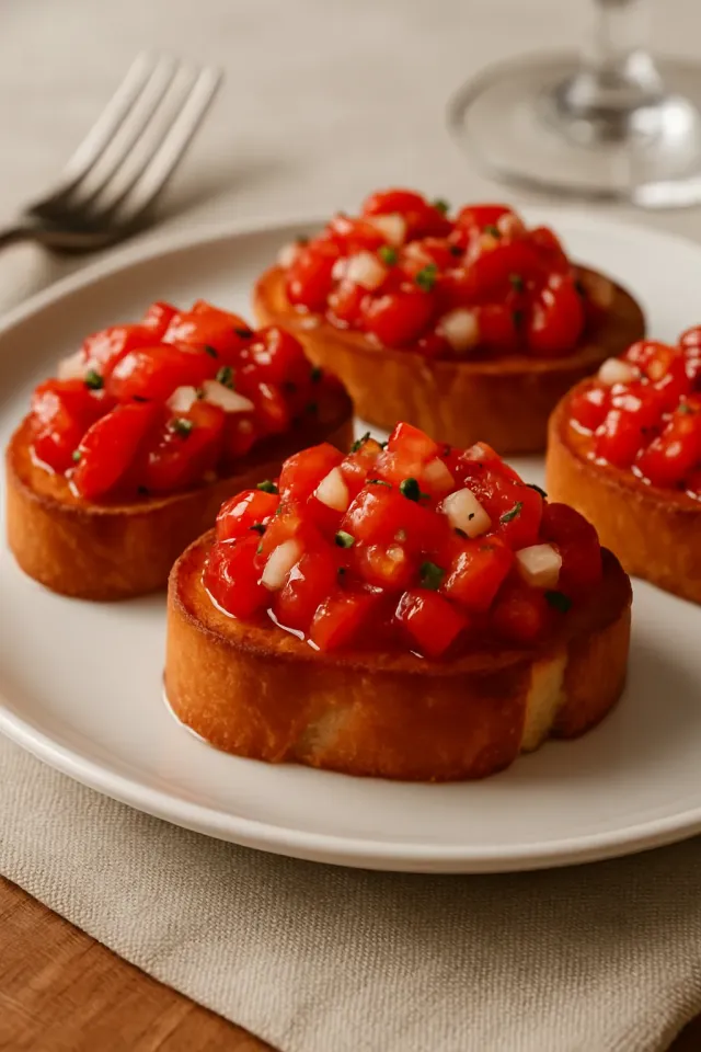 Bruschetta com Pimentões Verdes Doces Assados