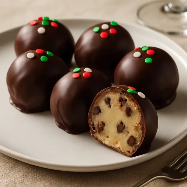 Trufas de Massa de Biscoito com Gotas de Chocolate