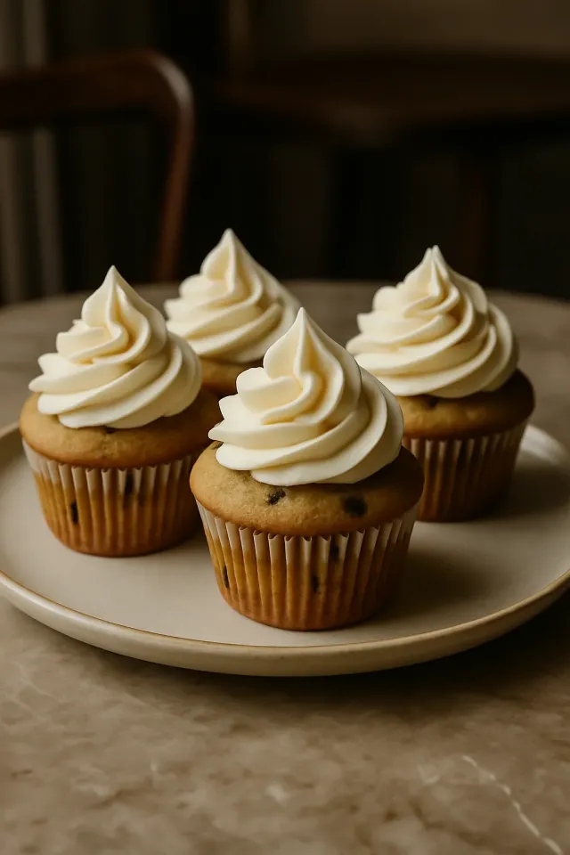 Cupcakes de Banana com Gotas de Chocolate e Cobertura de Cream Cheese
