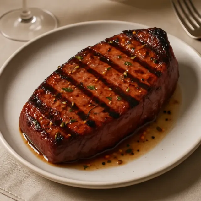 Steaks plat marinés au vin rouge