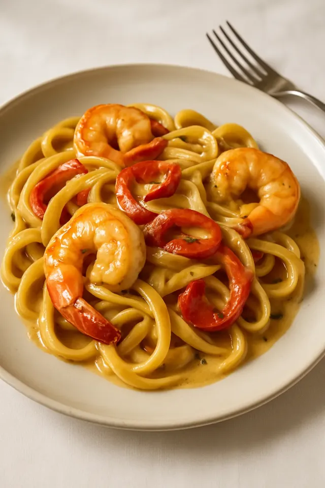 Stroganoff de crevettes noircies