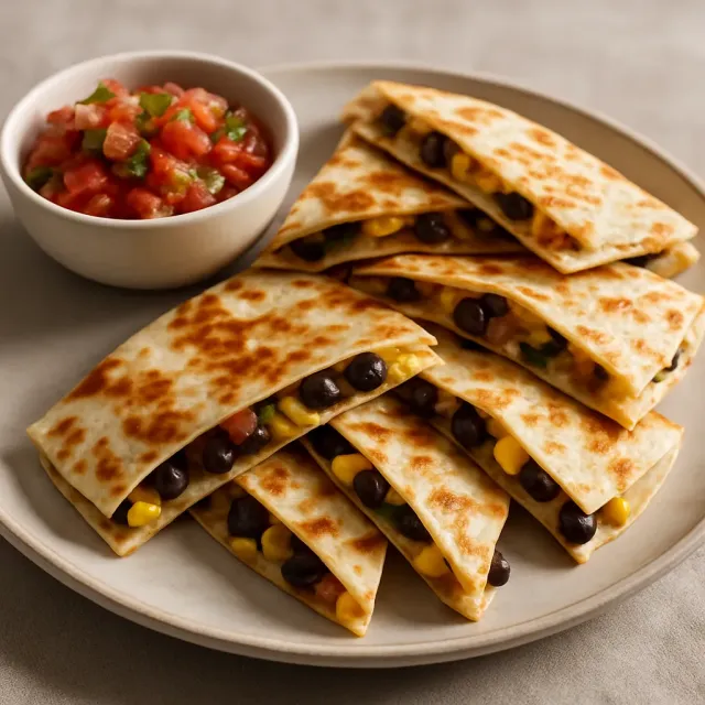Quesadillas mit schwarzen Bohnen und Mais