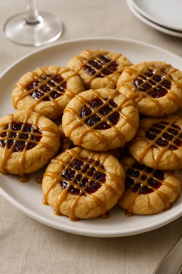 Peanut Butter and Jelly Thumbprint Shortbread Cookies